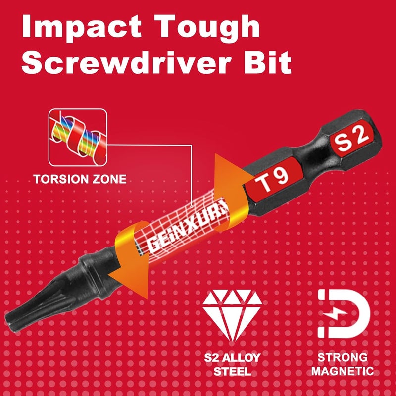 GEINXURN 90 Pieces Torx Impact Screwdriver Bits Set with Colorful Boxes, 2" Magnetic T7-T40 S2 Steel Multi Driver Bits with Box - Image 3